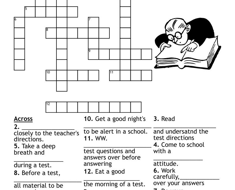 Test Taking Strategies Crossword Puzzle WordMint