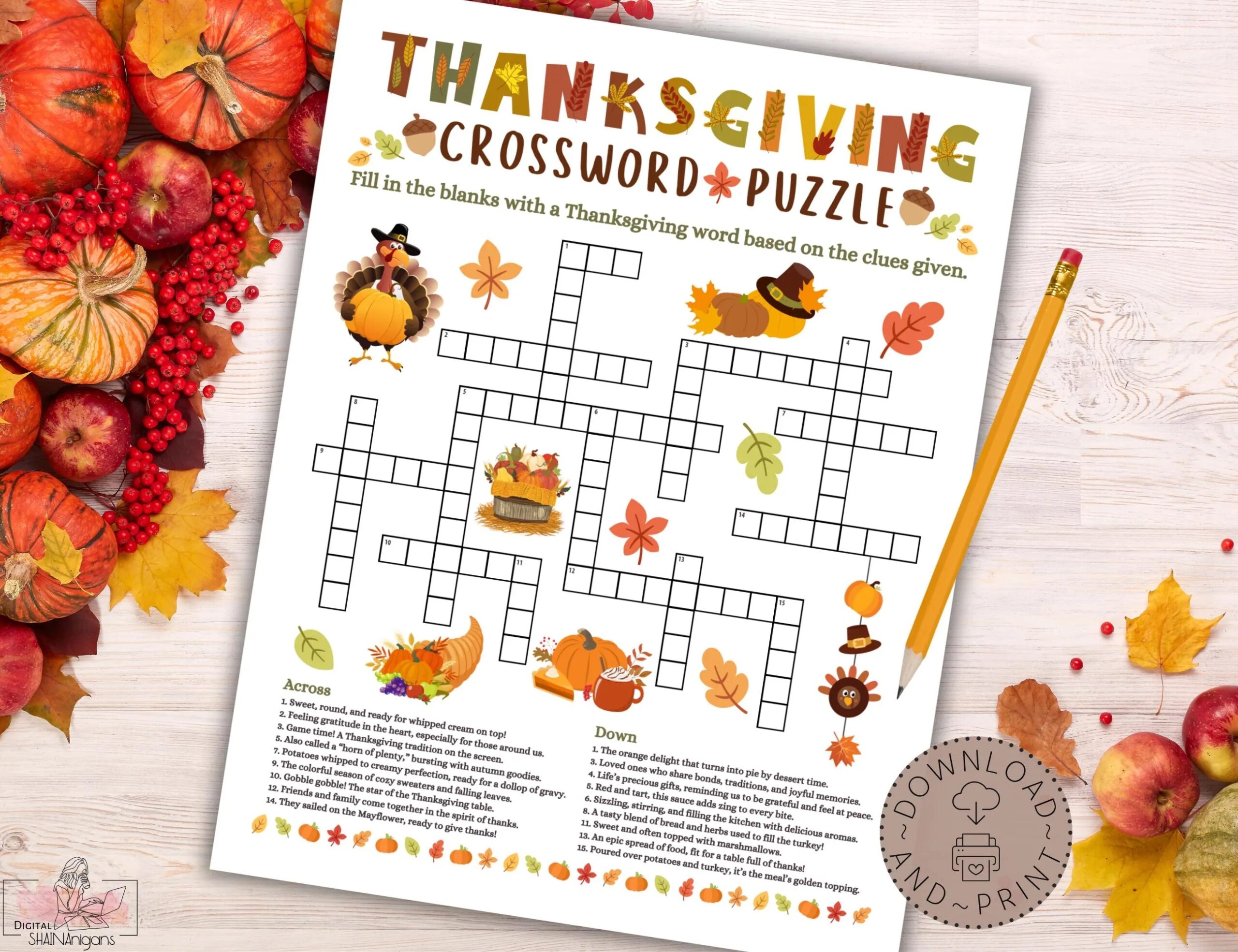 Thanksgiving Crossword Puzzle Game Printable For Kids And Adults Thanksgiving Party Game Crossword Puzzle Thanksgiving Classroom Activity Etsy