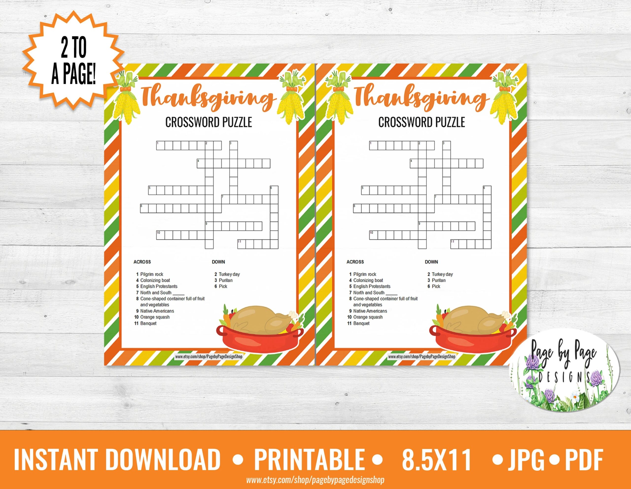 Thanksgiving Crossword Puzzles Printable With Answers