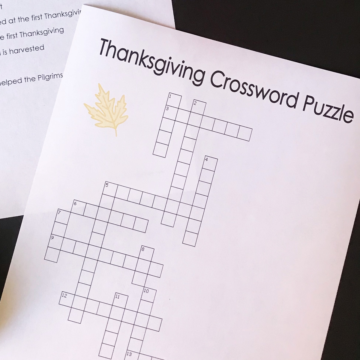 Thanksgiving Crossword Puzzles Printable Free