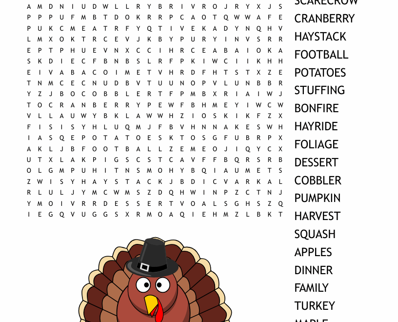Thanksgiving Crossword WordMint
