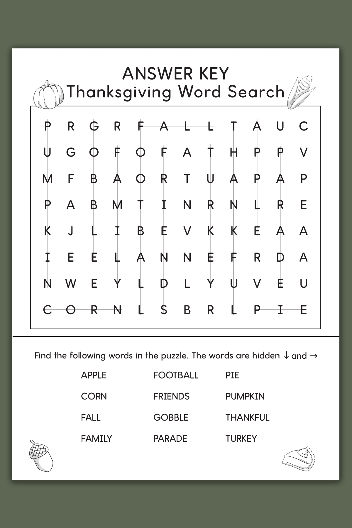 Thanksgiving Word Search Printable Set 3 Varying Levels Of Difficulty Included Thanksgiving Word Search Printable Set 3 Varying Levels Of Difficulty Included