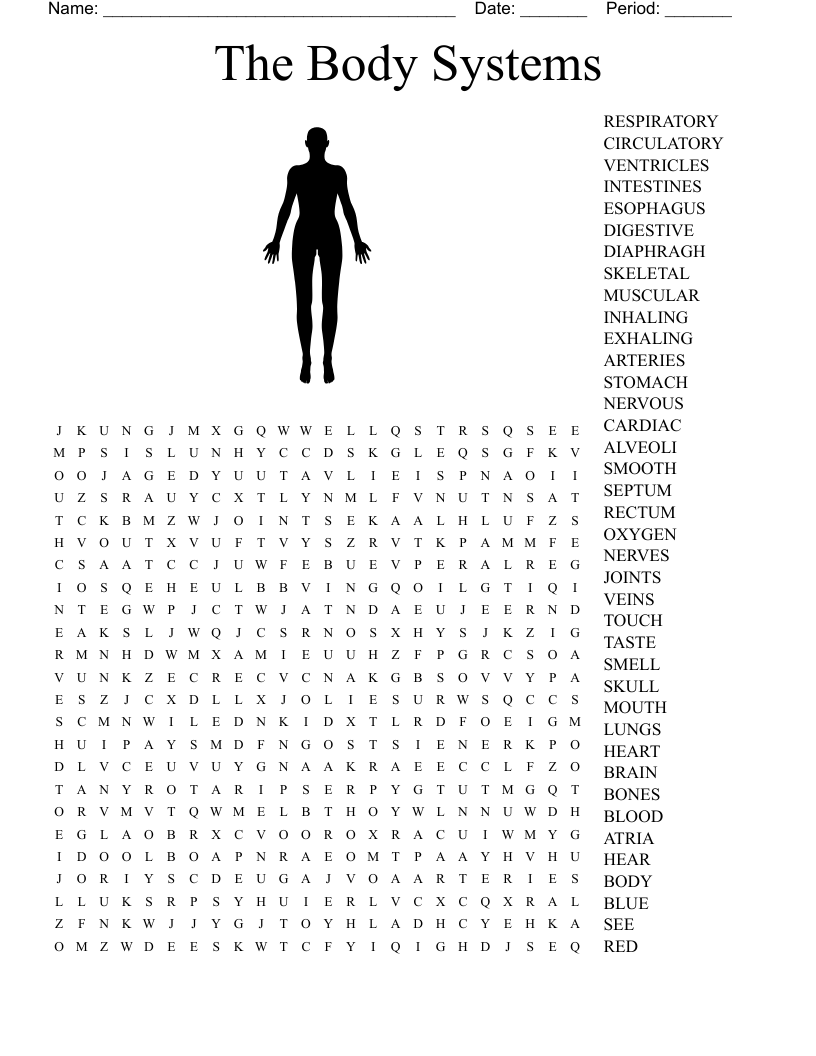 Difficult Body Systems Crossword Puzzle Printable