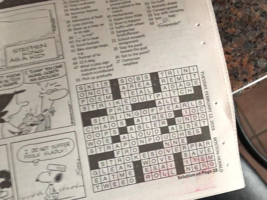 The Boston Herald Accidentally Solved Today s Crossword For Me R mildlyinteresting