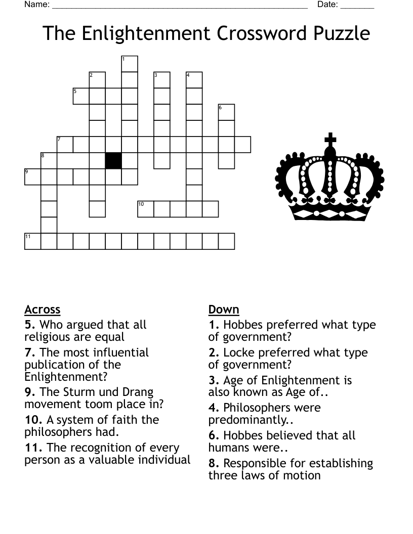 The Enlightenment Crossword Puzzle WordMint The Enlightenment Crossword Puzzle WordMint