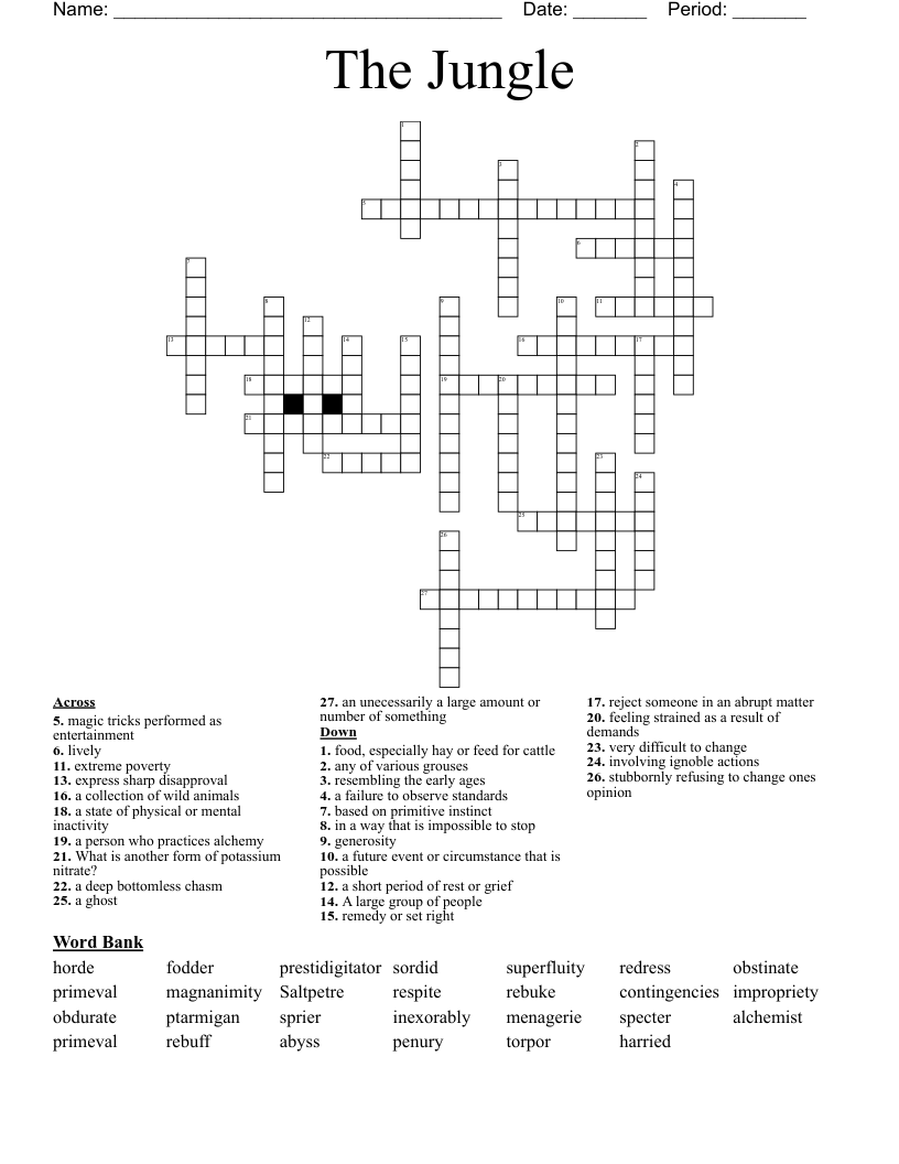 The Jungle Crossword WordMint The Jungle Crossword WordMint