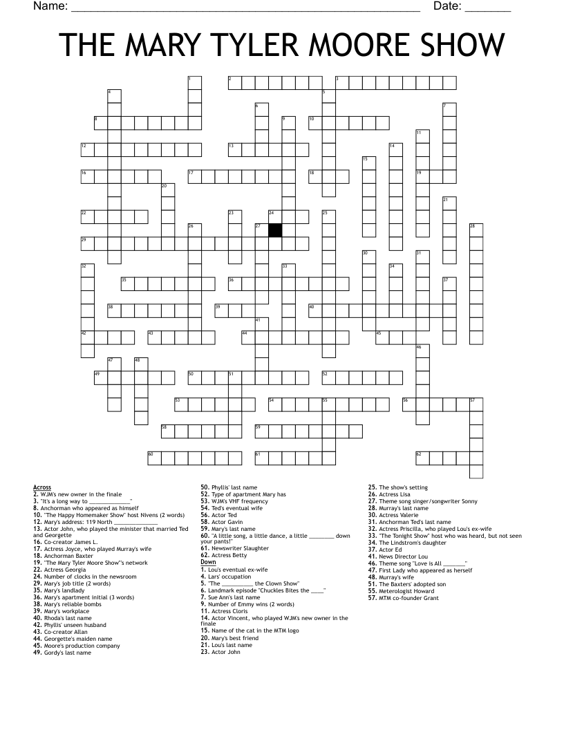 THE MARY TYLER MOORE SHOW Crossword WordMint