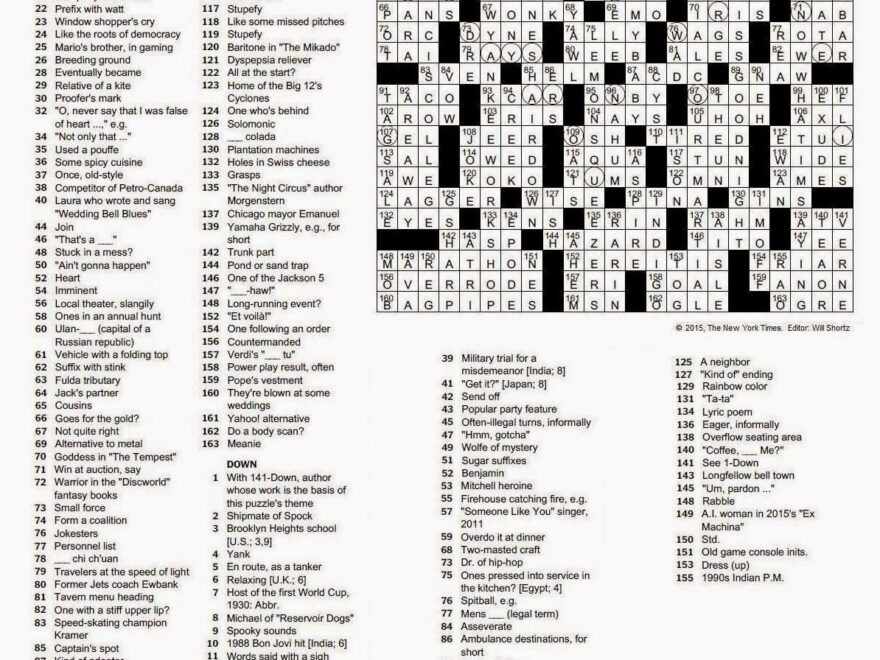The New York Times Crossword In Gothic 05 24 15 A Tale Of Many Cities