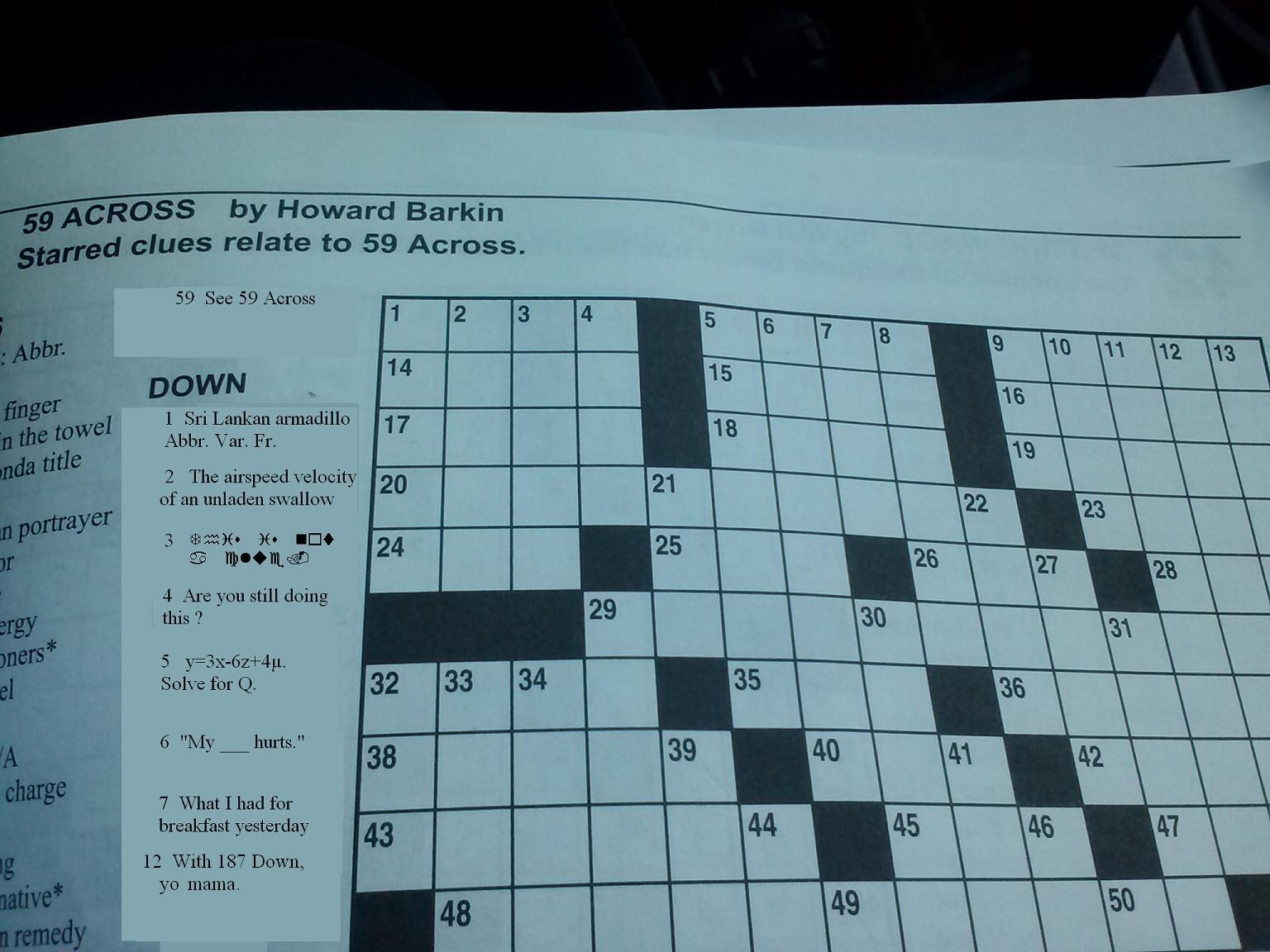 Printable Blank Frank Longo Crossword Puzzles