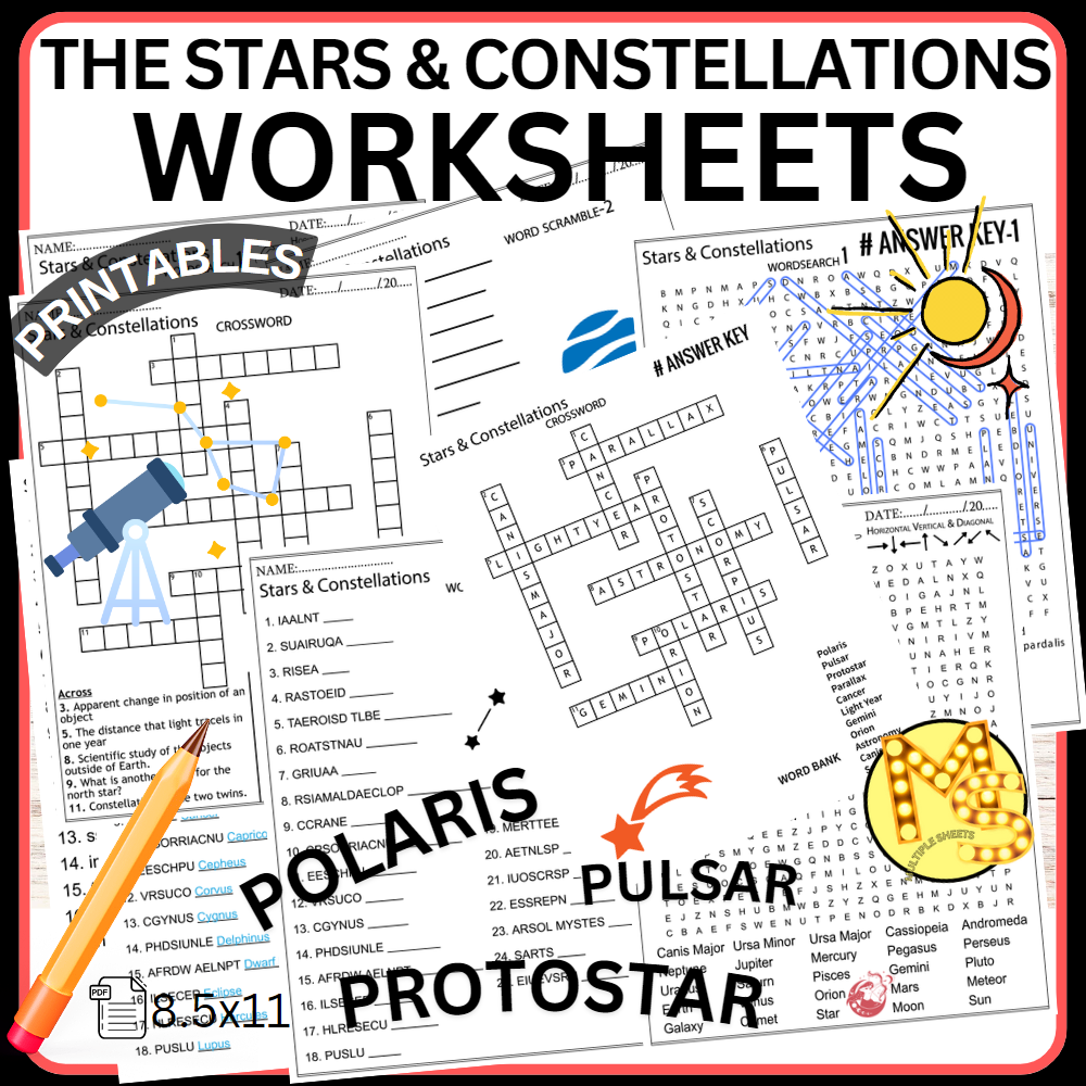 The Stars And Constellations Worksheets Crossword Word Scramble Made By Teachers The Stars And Constellations Worksheets Crossword Word Scramble Made By Teachers
