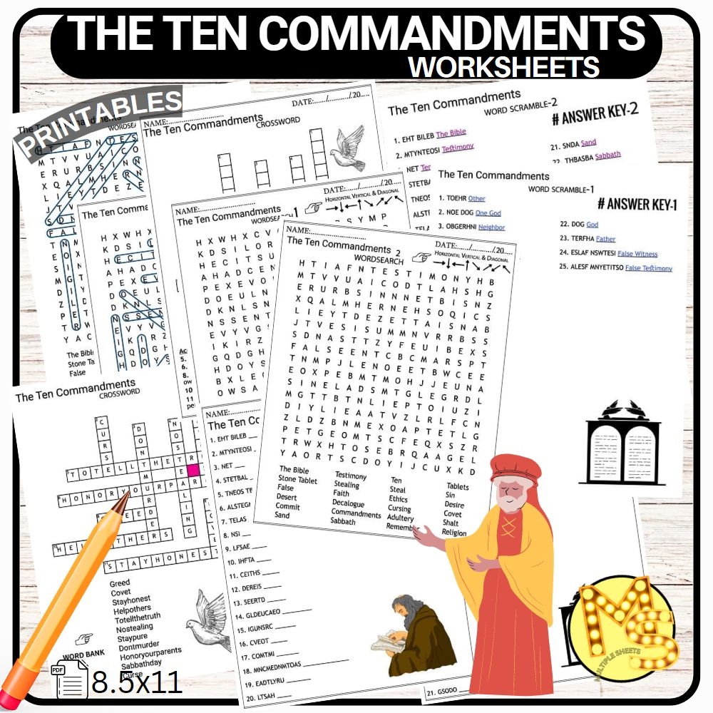 The Ten Commandments Worksheets Crossword Word Scramble Word Search Quiz Made By Teachers