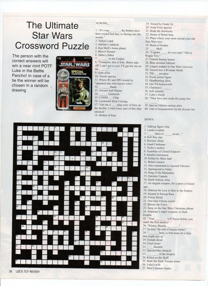 The Ultimate Star Wars Crossword Puzzle Vintage 2002 Toys Print Ad EBay The Ultimate Star Wars Crossword Puzzle Vintage 2002 Toys Print Ad EBay