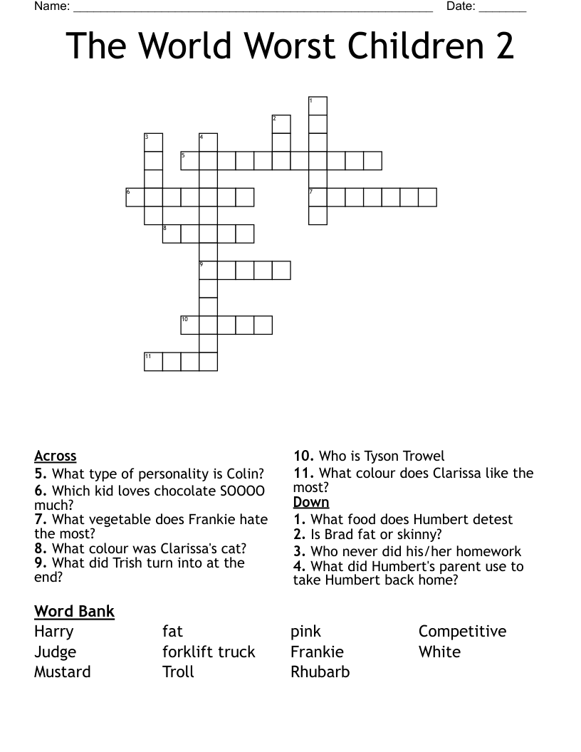 The World Worst Children 2 Crossword WordMint