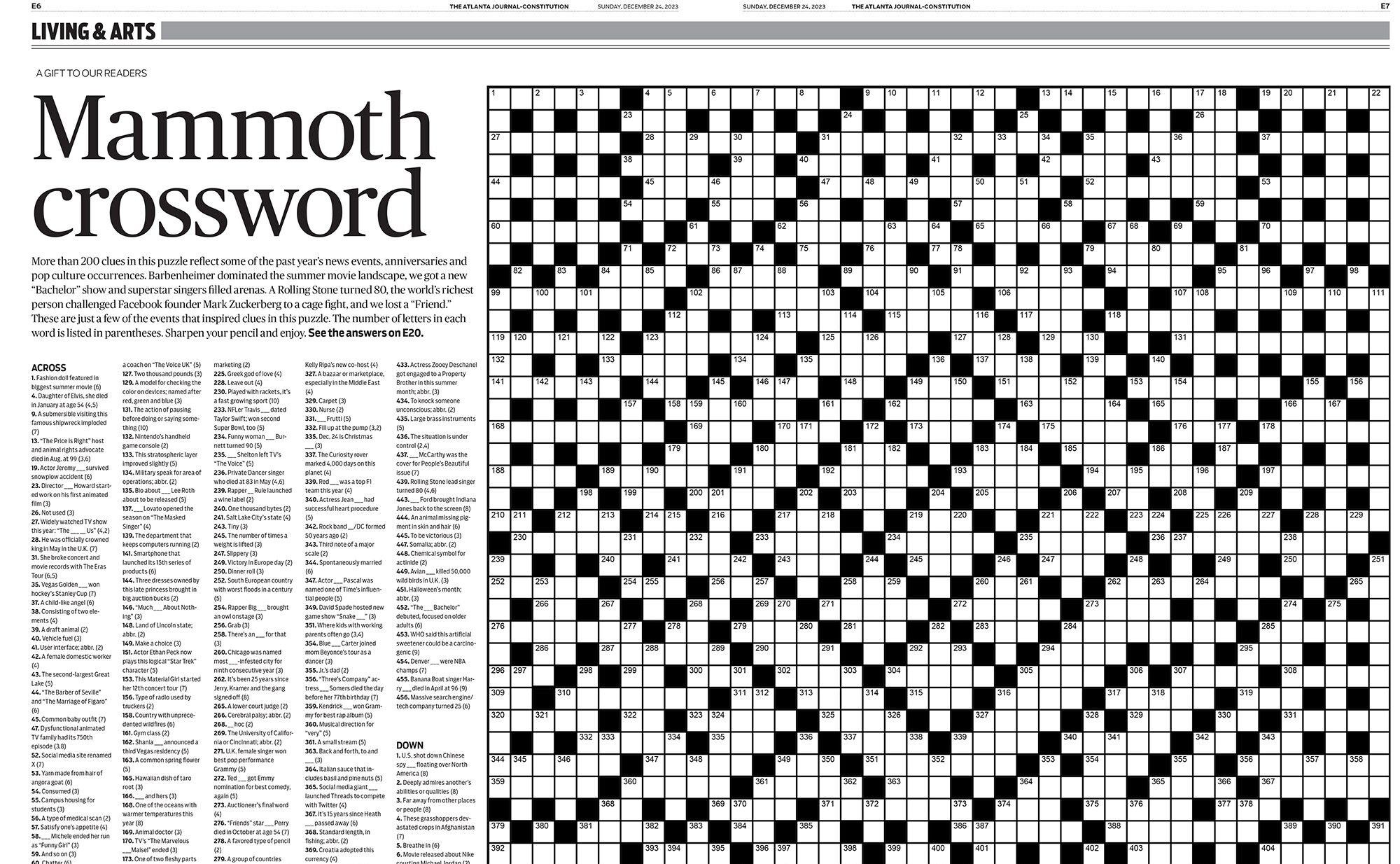 The Year In Review Mammoth Crossword Puzzle In Sunday s Print Edition The Year In Review Mammoth Crossword Puzzle In Sunday s Print Edition