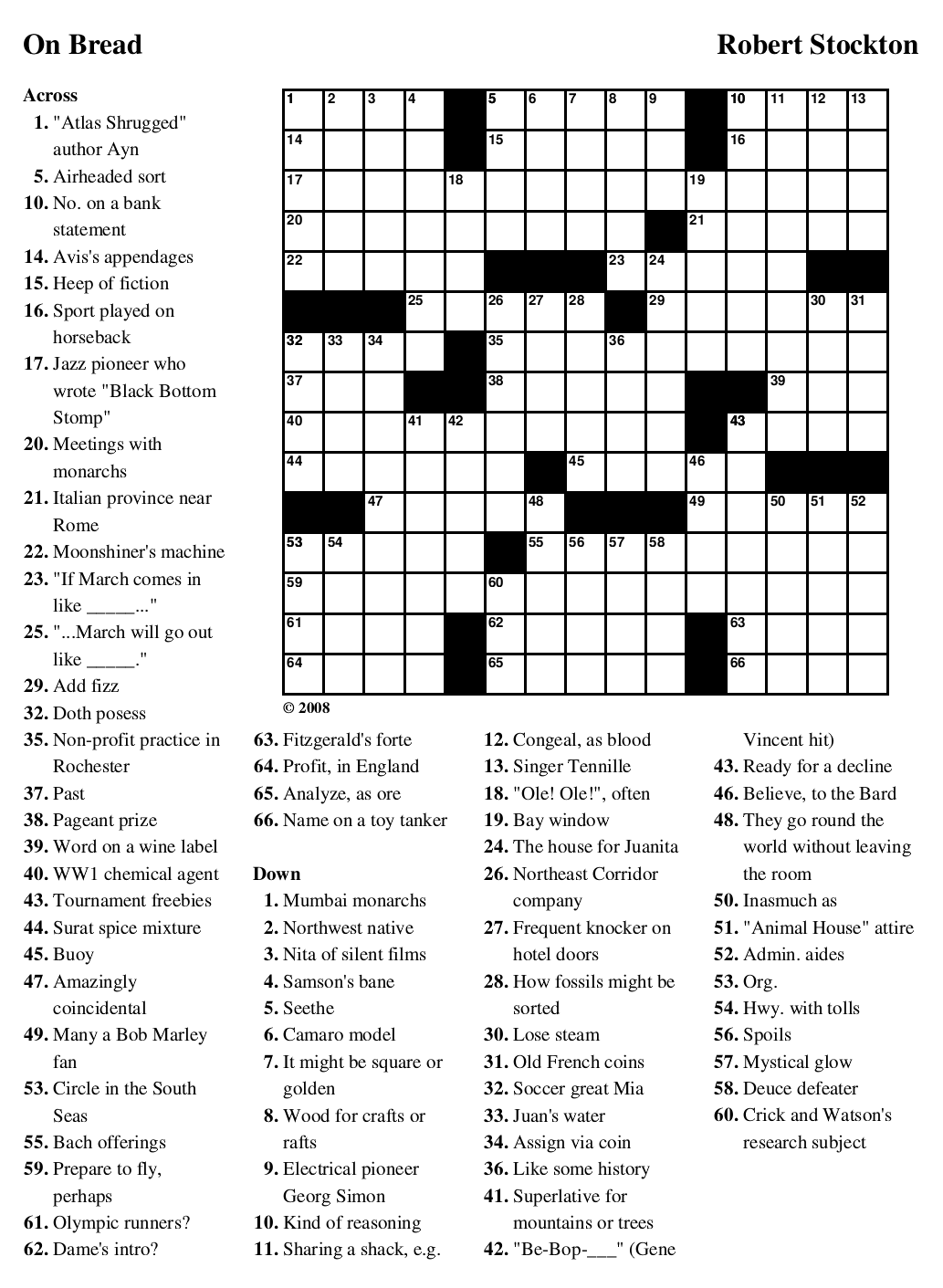 Themed Printable Crossword 60 On Bread Beekeeper Crosswords Themed Printable Crossword 60 On Bread Beekeeper Crosswords