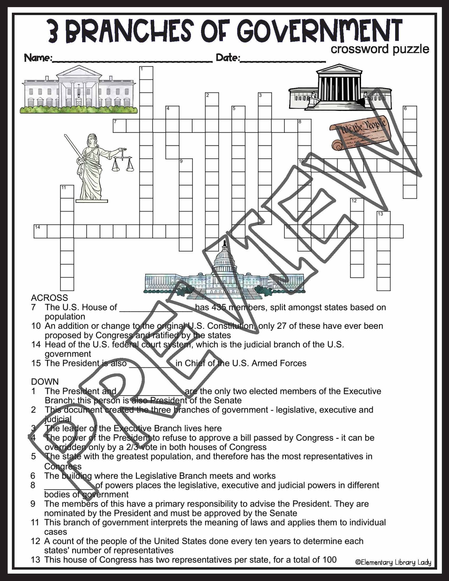 Three 3 Branches Of Government Activities Crossword Puzzle And Word Search Made By Teachers Three 3 Branches Of Government Activities Crossword Puzzle And Word Search Made By Teachers