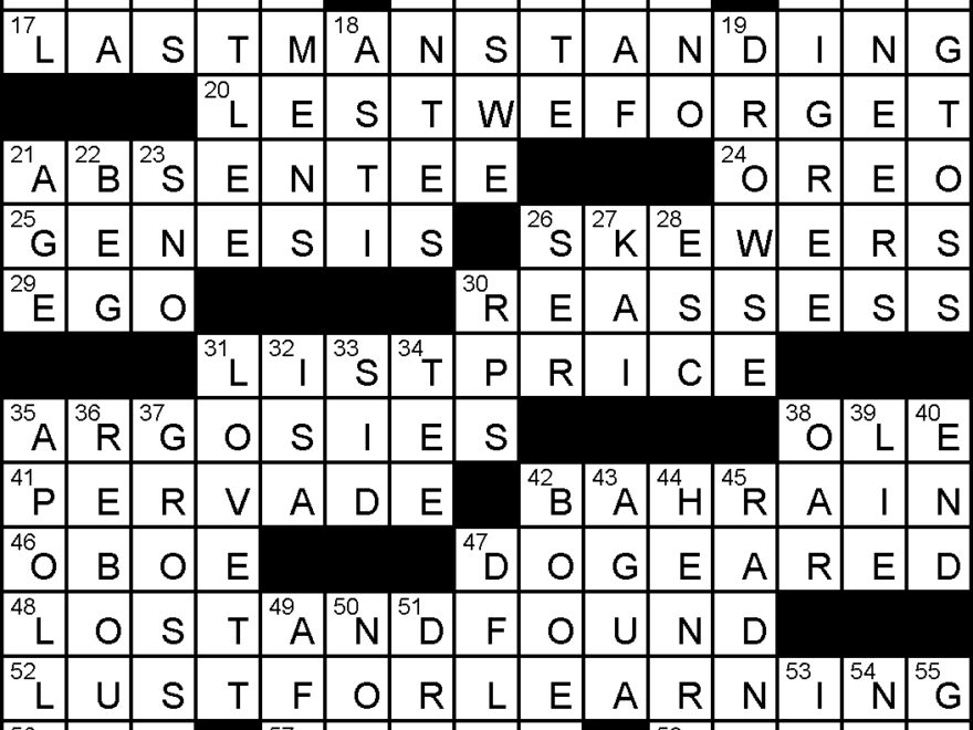 Thursday July 21 2016 Diary Of A Crossword Fiend