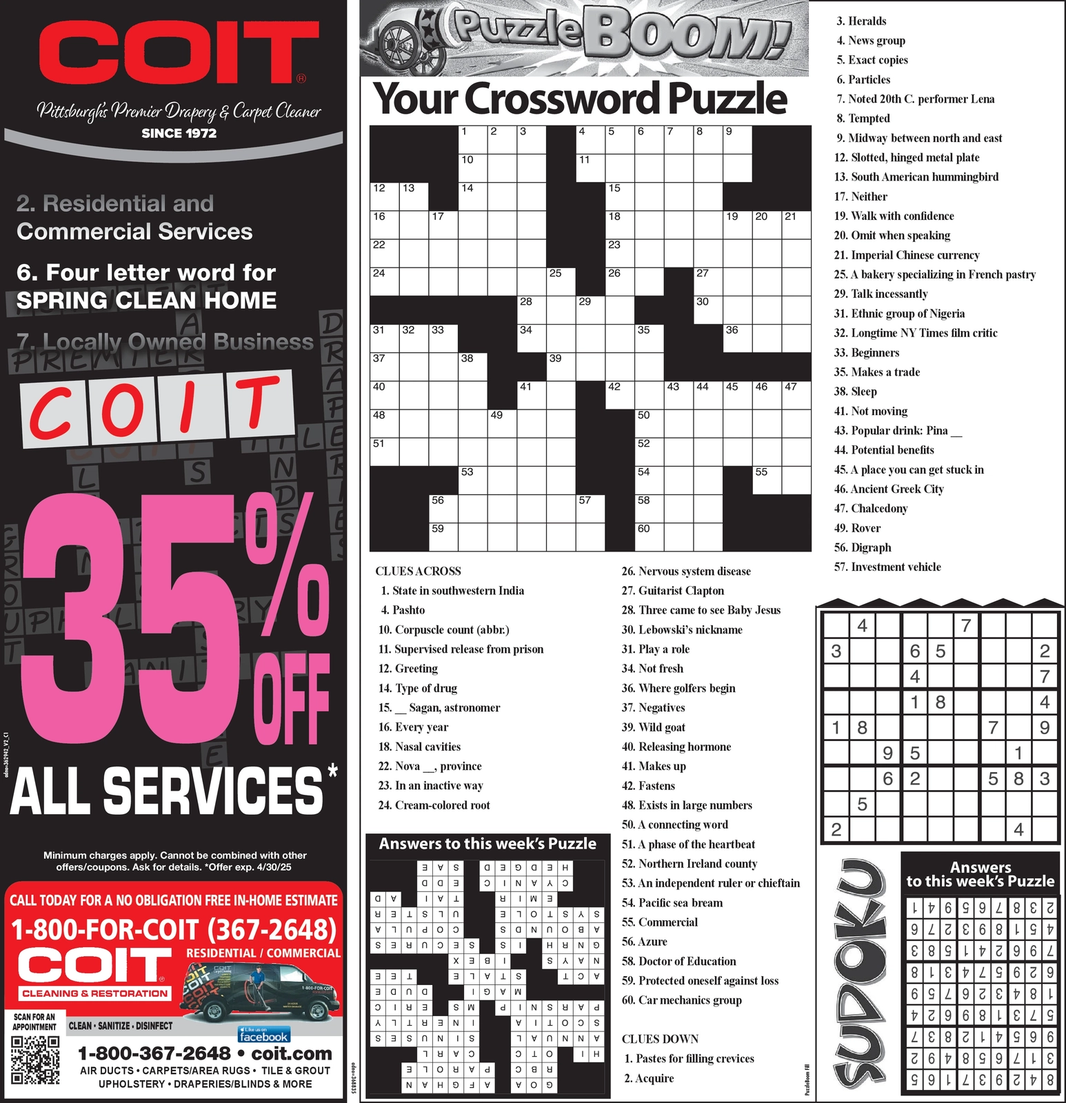 THURSDAY MARCH 27 2025 Ad COIT Cleaning Restoration Pittsburgh Tribune Review