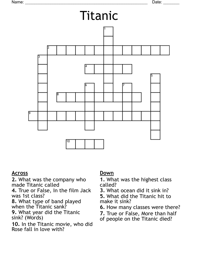 Titanic Crossword WordMint