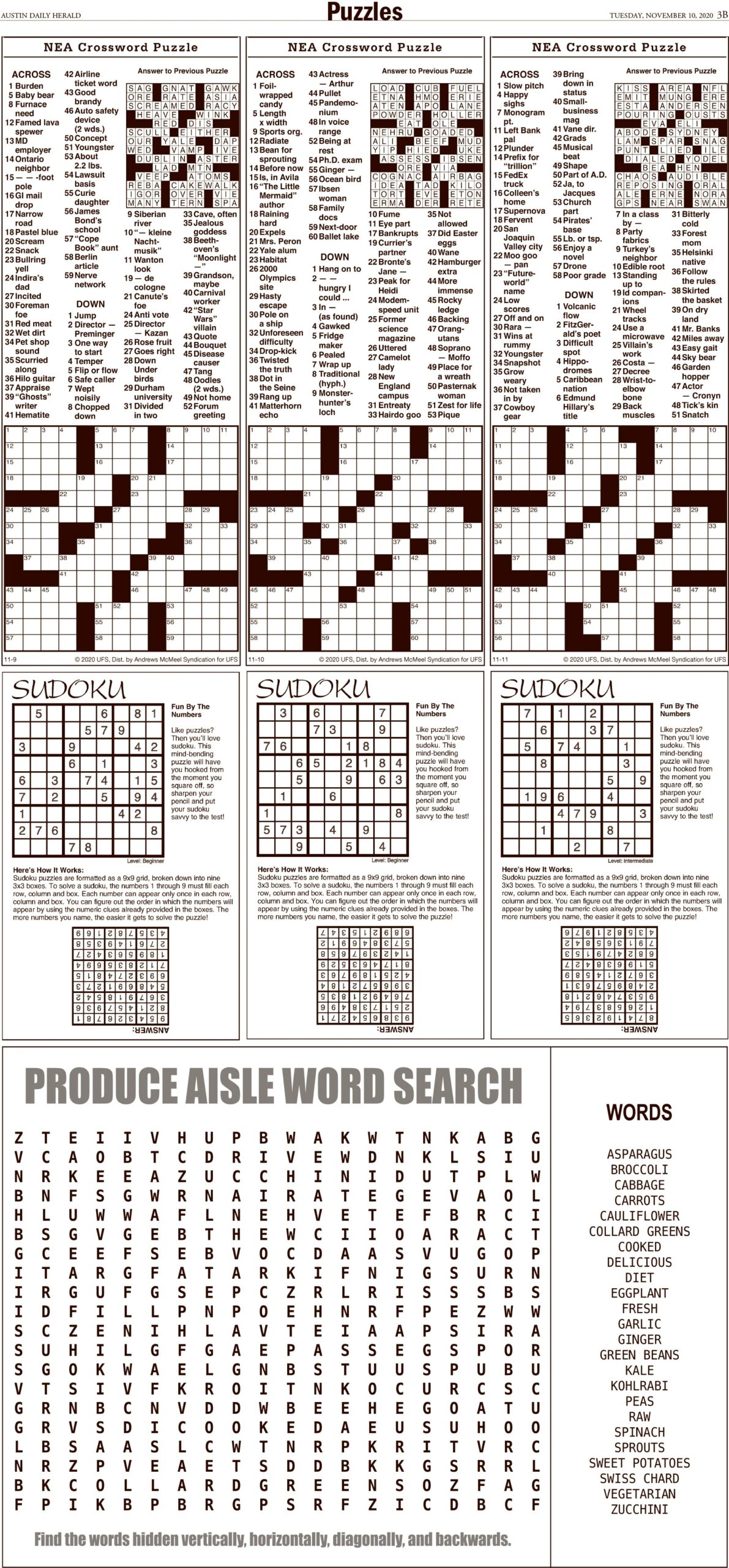 La Times Printable Sunday Crosswords