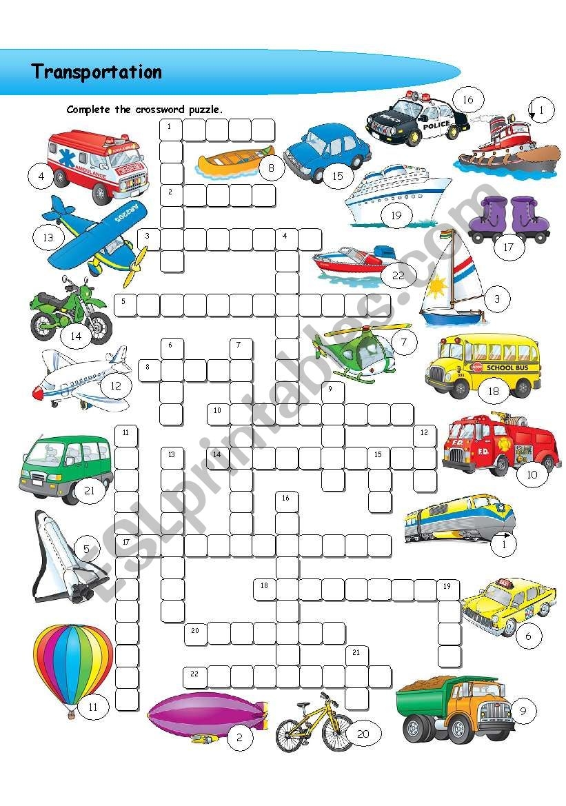 Transportation Crossword Puzzle ESL Worksheet By Alisadedic Transportation Crossword Puzzle ESL Worksheet By Alisadedic