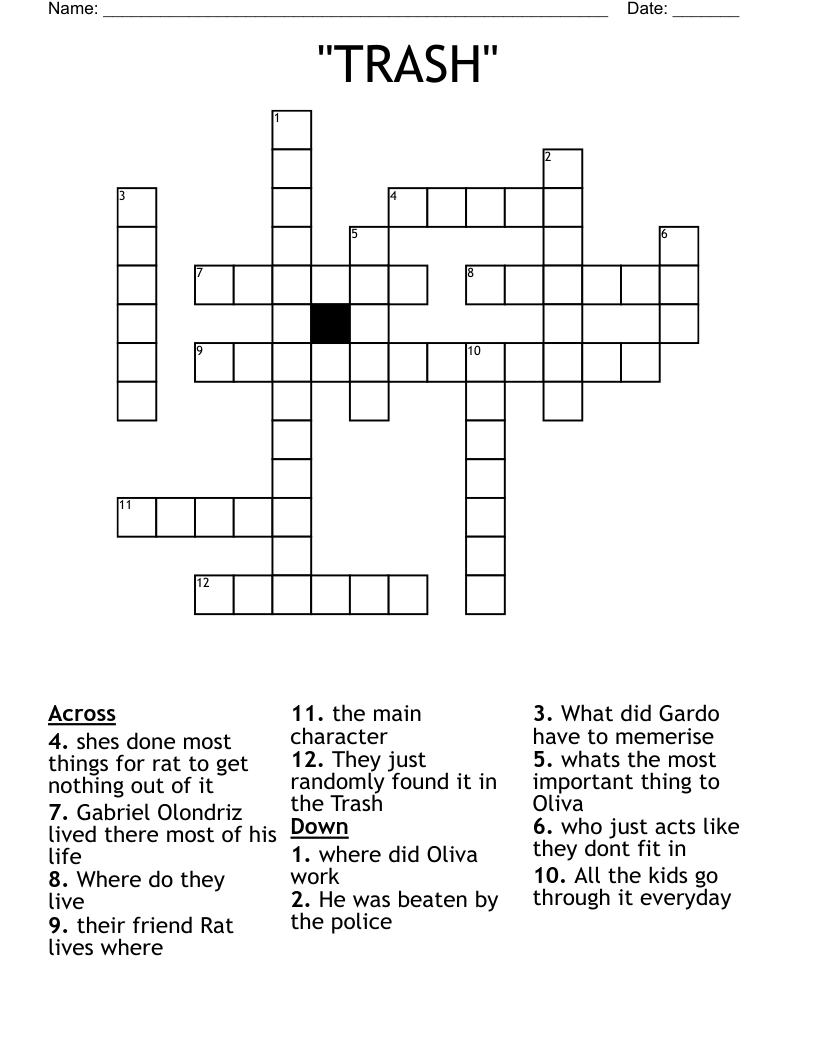 TRASH Crossword WordMint TRASH Crossword WordMint