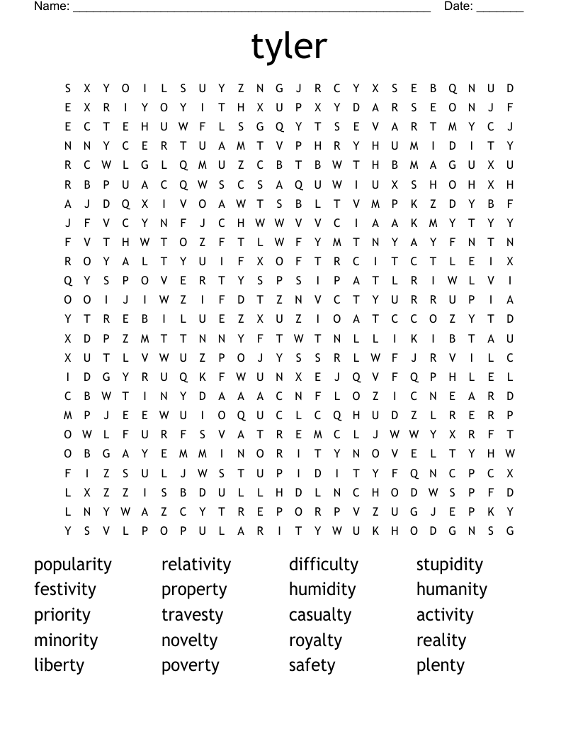 Tyler Word Search WordMint