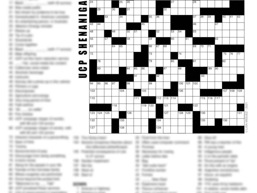 UCP Shenanigans 2 0 FREE Printable Crossword Puzzle Grafxbylisa Worksheets Library