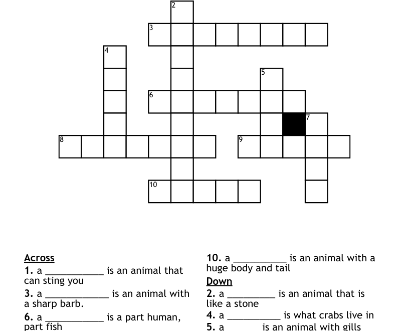 Under The Sea Crossword WordMint