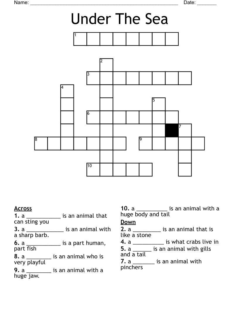 Under The Sea Crossword WordMint