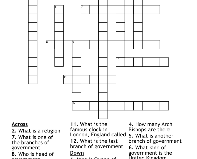 United Kingdom Crossword WordMint