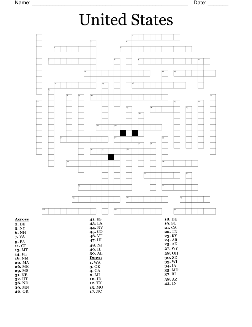 United States Crossword WordMint
