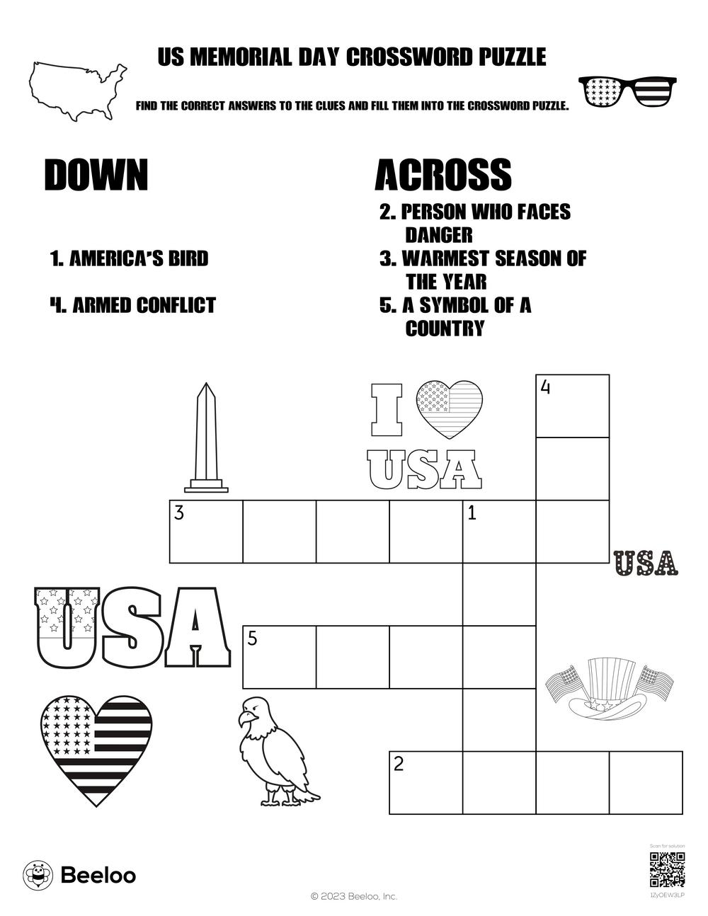 US Memorial Day Crossword Puzzle Beeloo Printable Crafts And Activities For Kids US Memorial Day Crossword Puzzle Beeloo Printable Crafts And Activities For Kids