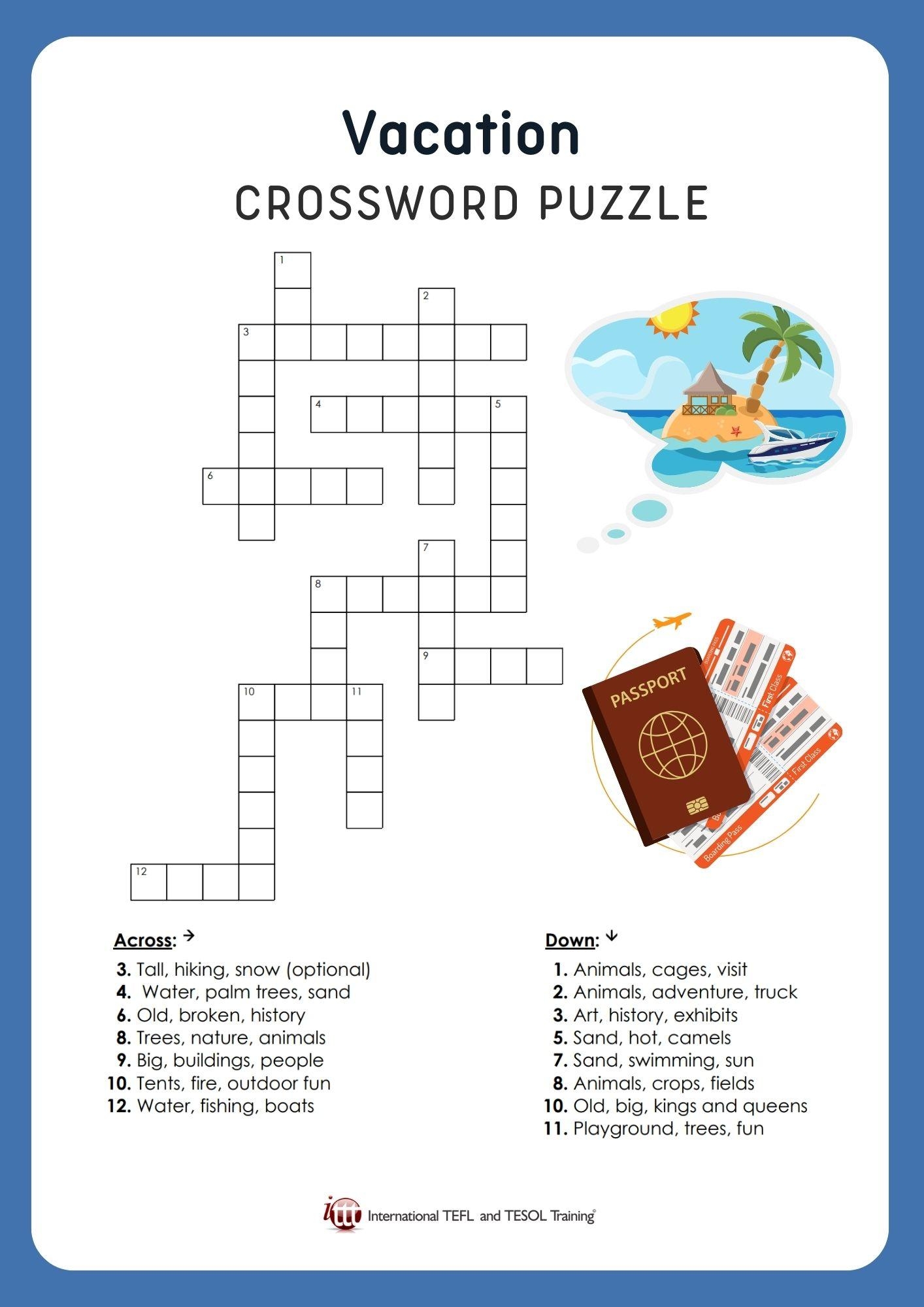 Vacation EFL Crossword Puzzle ITTT Vacation EFL Crossword Puzzle ITTT