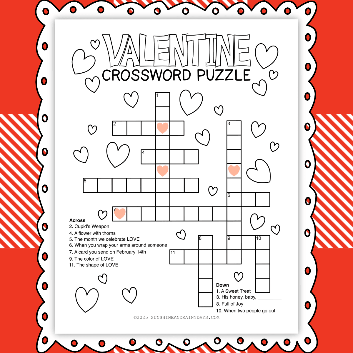 Free Valentine Printable Crossword Puzzles For Children
