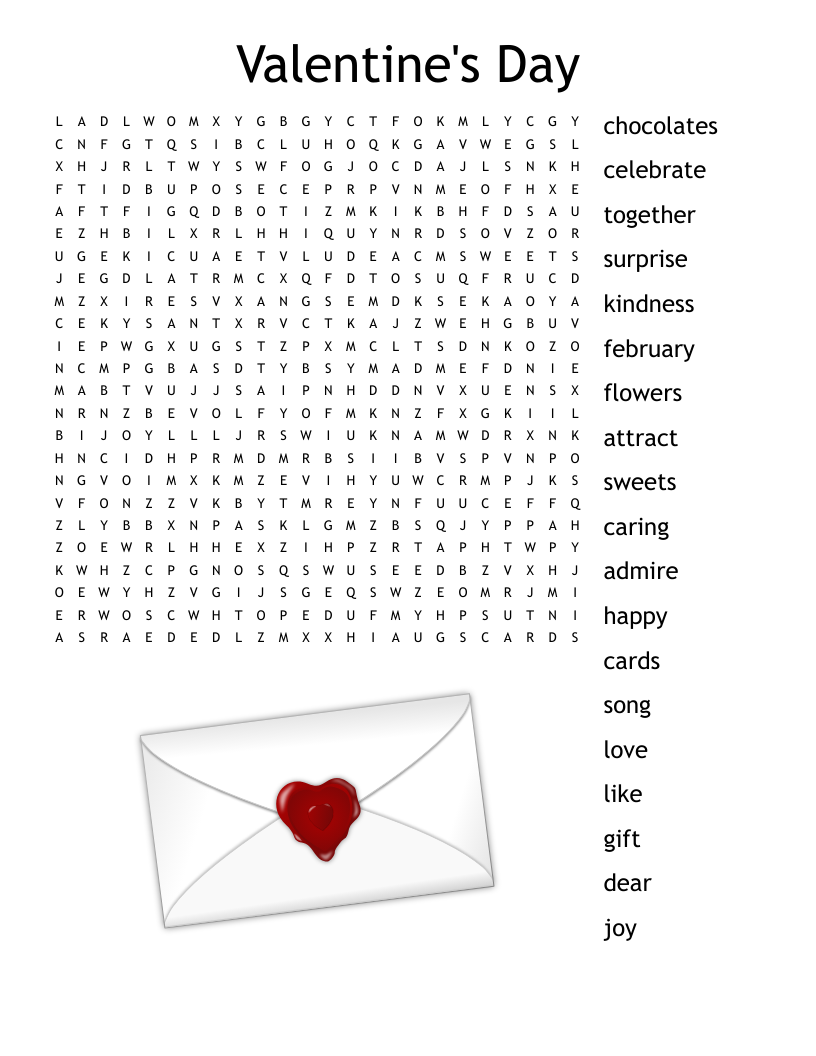 Valentine Word Search Printable Crossword Puzzles