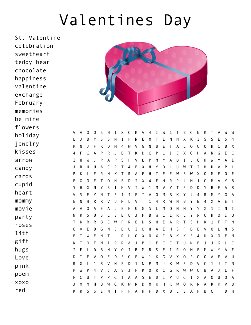 Valentine Word Search WordMint