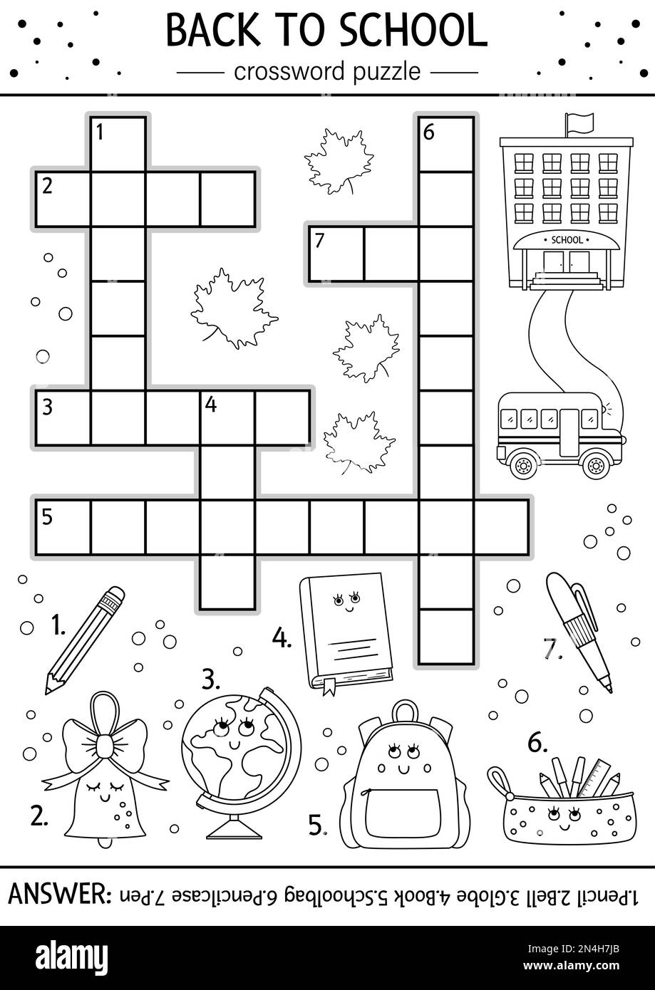 Back To School Crossword Free Printable