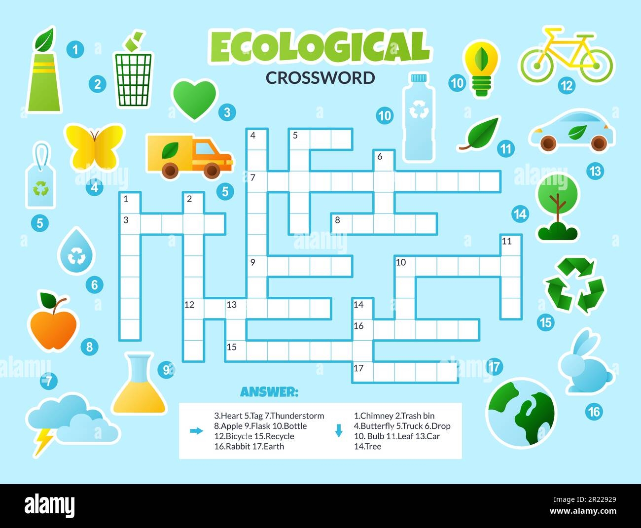 Vector Ecological Crossword For Kids Eco Puzzle Stock Vector Image Art Alamy