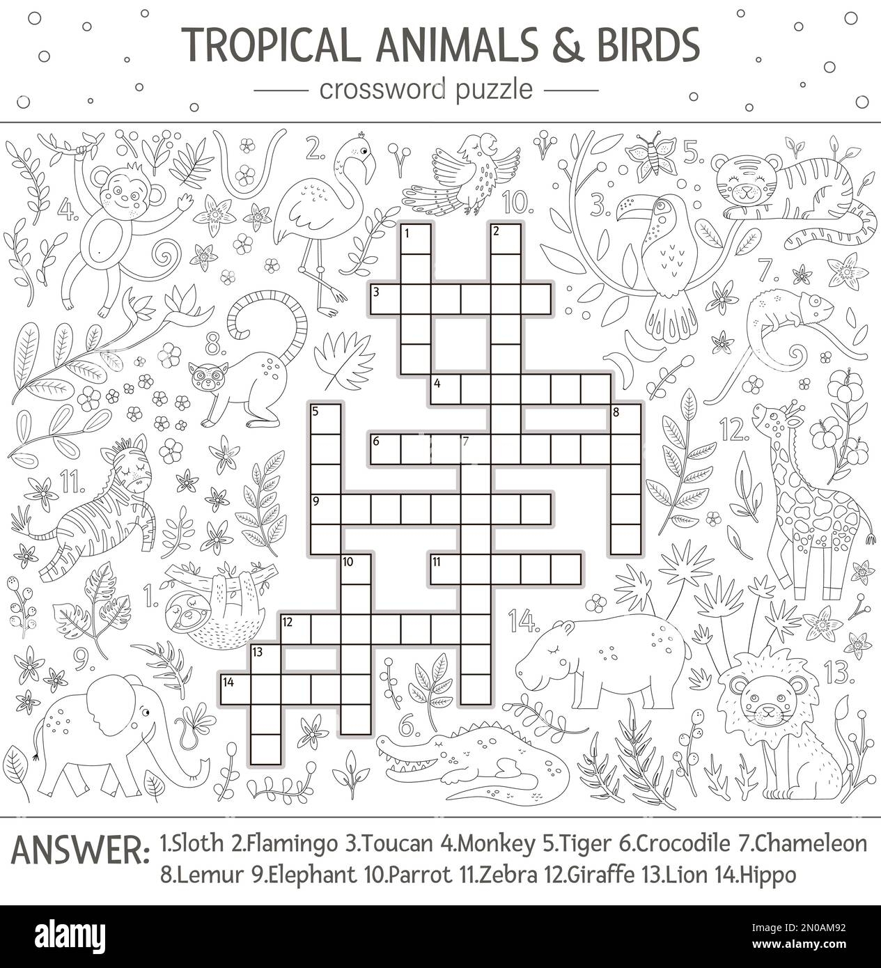 Printable Jungle Crossword Puzzle Printable Jungle Crossword Puzzle