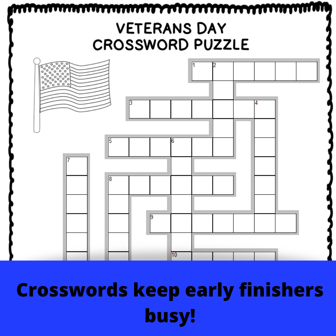 Veterans Day Activities Word Searches Crosswords Writing Bookmarks Classful