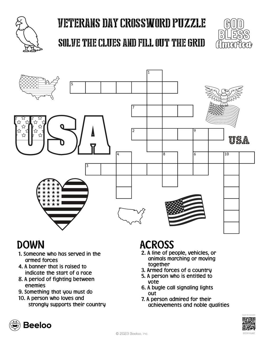 Veterans Day themed Crossword Puzzles Beeloo Printable Crafts And Activities For Kids Veterans Day themed Crossword Puzzles Beeloo Printable Crafts And Activities For Kids