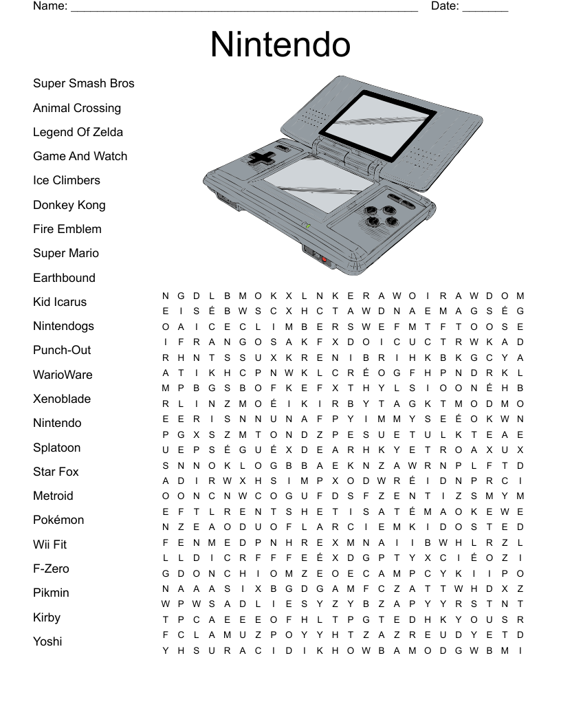 Video Games Crossword WordMint