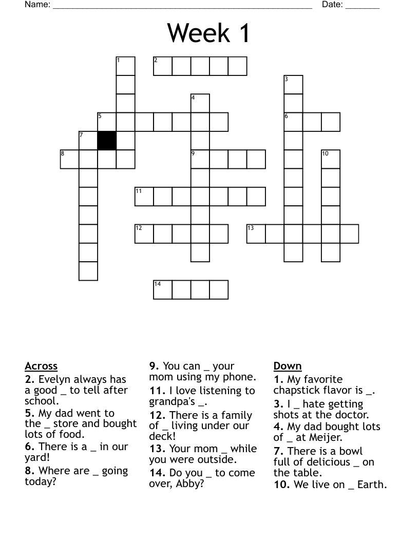 Week 1 Crossword WordMint