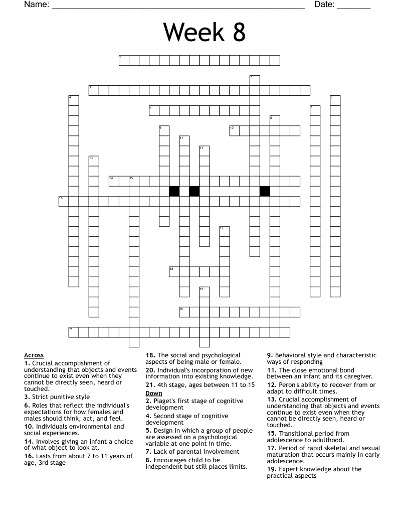 Week 8 Crossword WordMint