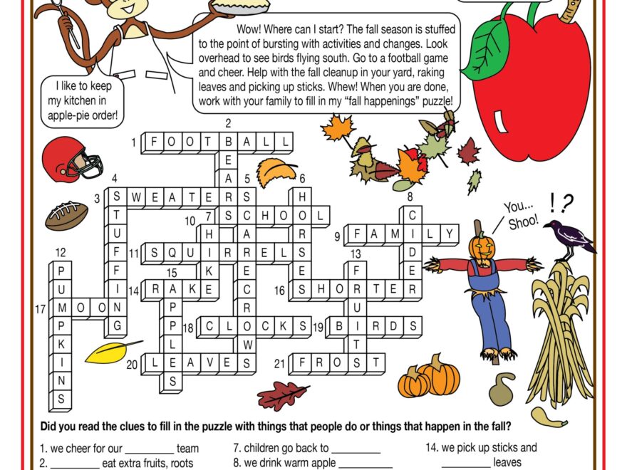 What Happens In The Fall Printable Crossword Puzzle Made By Teachers