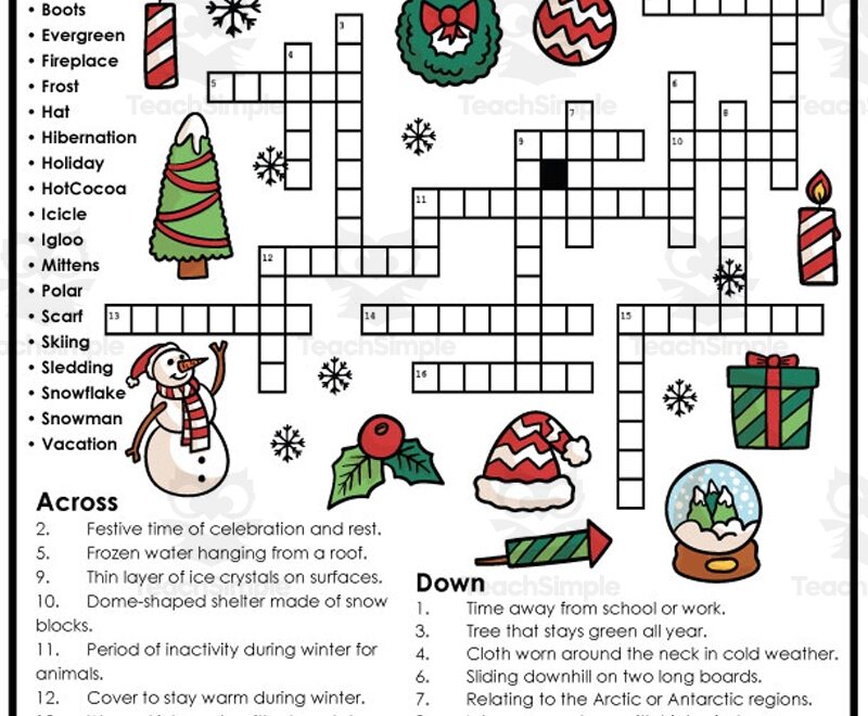 Winter Break Crossword Puzzles Answers Included By Teach Simple
