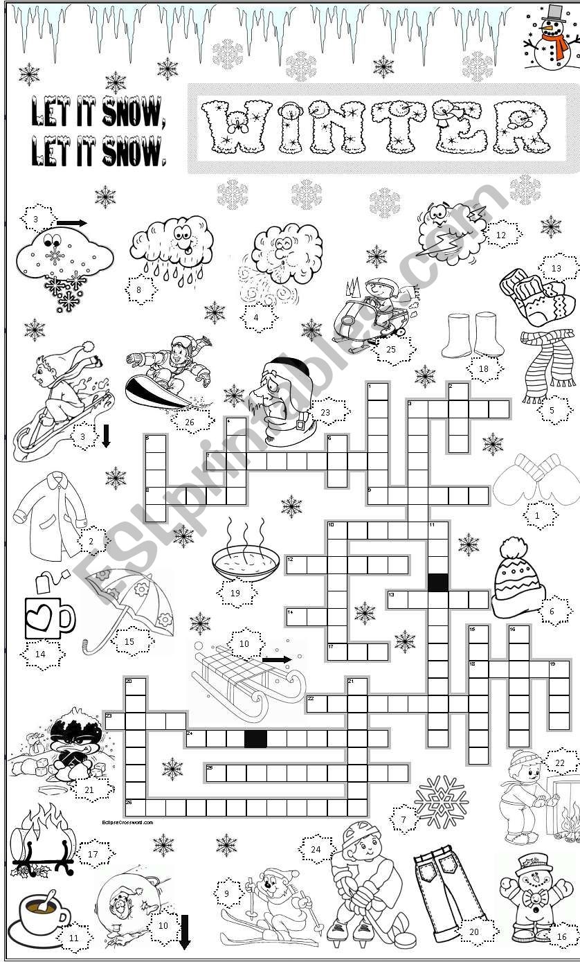 WINTER CROSSWORD ESL Worksheet By Angelamoreyra WINTER CROSSWORD ESL Worksheet By Angelamoreyra