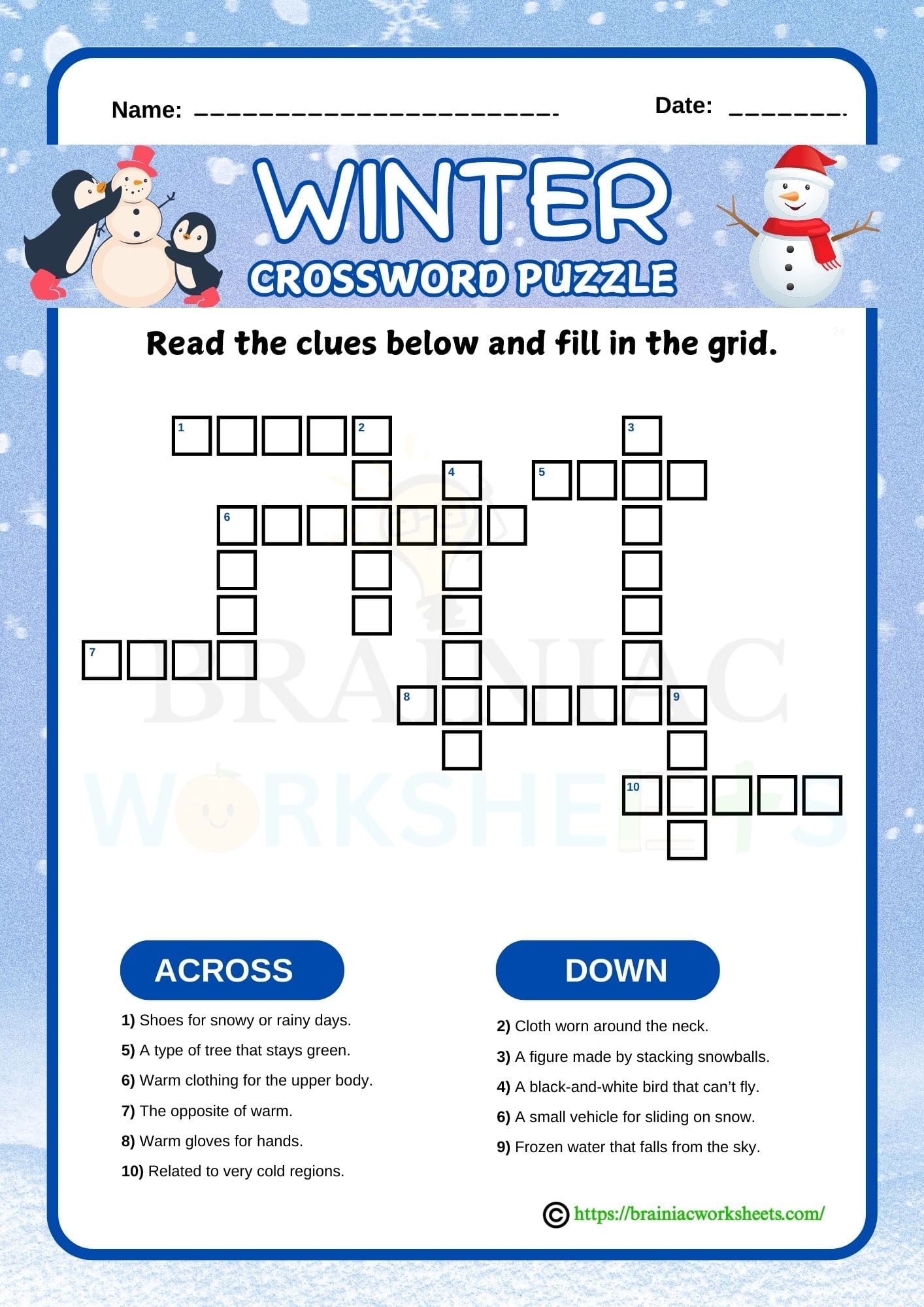 Winter Crossword Puzzle English Worksheet For Class 5 Brainiac Worksheets Winter Crossword Puzzle English Worksheet For Class 5 Brainiac Worksheets