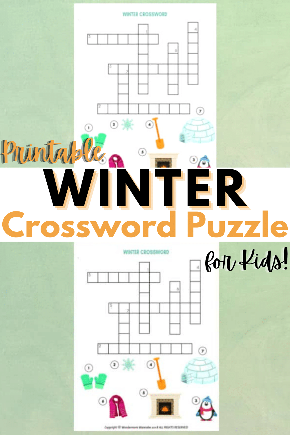 Winter Crossword Puzzle For Kids Winter Crossword Puzzle For Kids